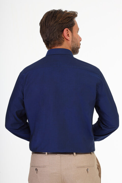 Classic Shirt Slim Fit Dark Blue 100% Cotton - Image 2