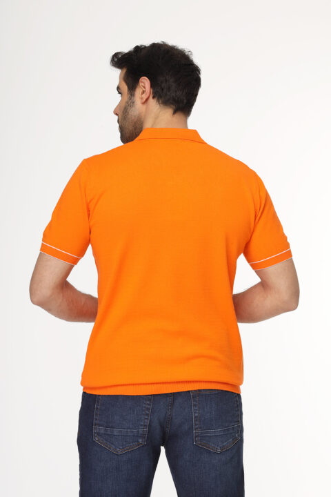 Regular Fit Polo Shirt Knitted Orange - Image 4