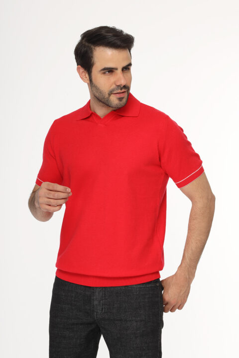 Regular Fit Polo Shirt Knitted Red - Image 3