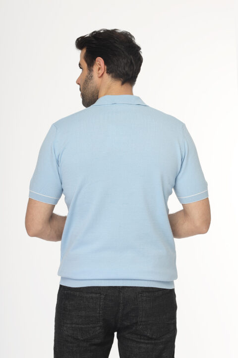 Regular Fit Polo Shirt Knitted Light Blue - Image 4