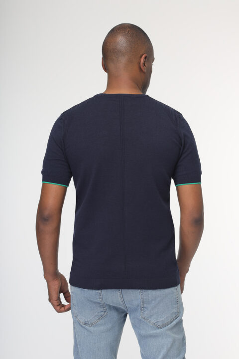 Regular Fit T- Shirt Knitted Dark Blue - Image 3