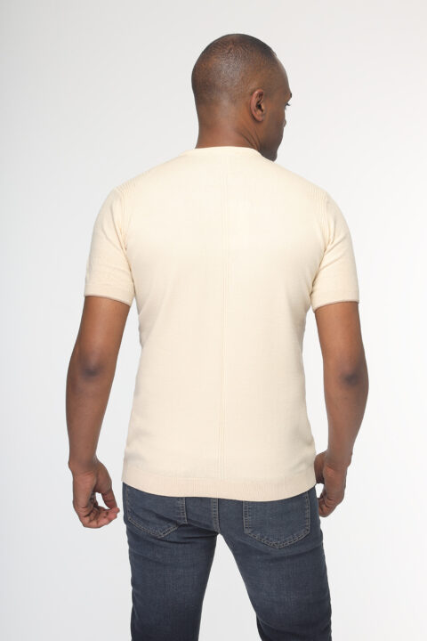 Regular Fit T- Shirt Knitted Beige - Image 3