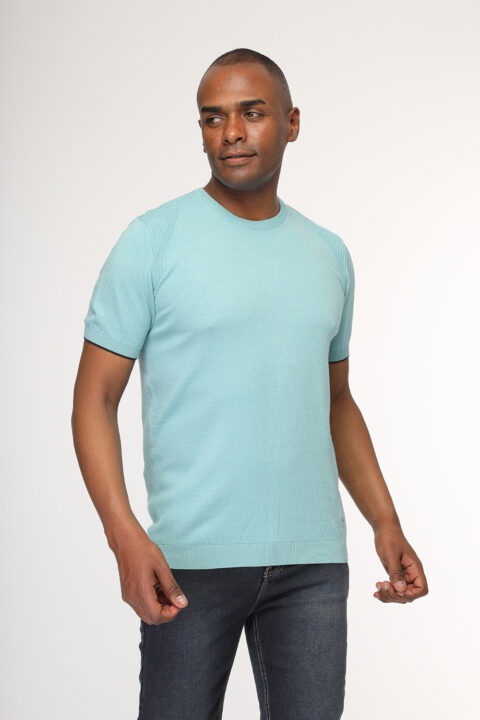 Regular Fit T- Shirt Knitted Turquoise