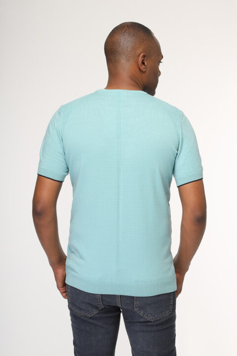 Regular Fit T- Shirt Knitted Turquoise - Image 3