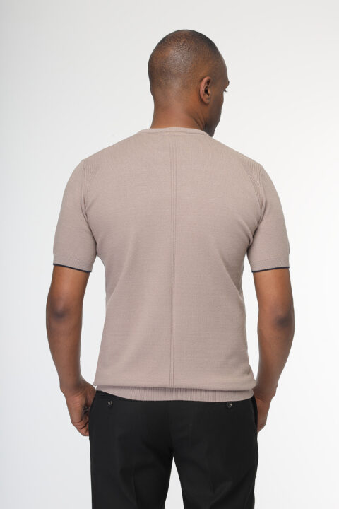 Regular Fit T- Shirt Knitted Beige - Image 3