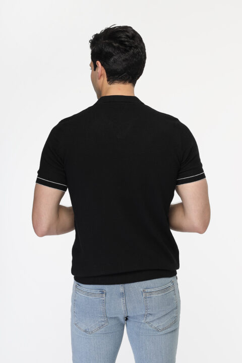 Regular Fit Polo Shirt Knitted Black - Image 3