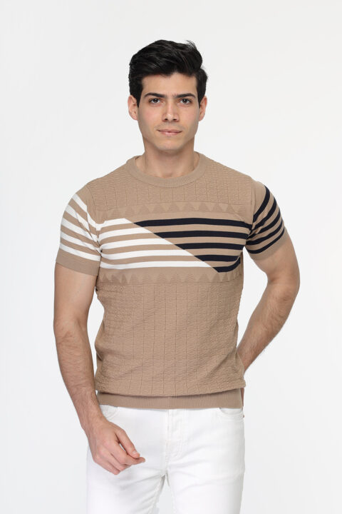 Regular Fit T- Shirt Knitted Beige