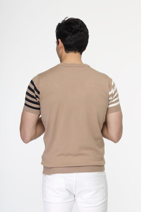 Regular Fit T- Shirt Knitted Beige - Image 3