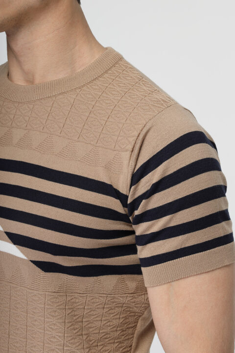 Regular Fit T- Shirt Knitted Beige - Image 4