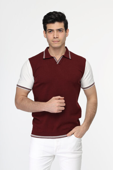 Regular Fit Polo Shirt Knitted Maroon