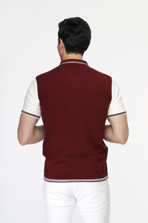 Regular Fit Polo Shirt Knitted Maroon - Image 3