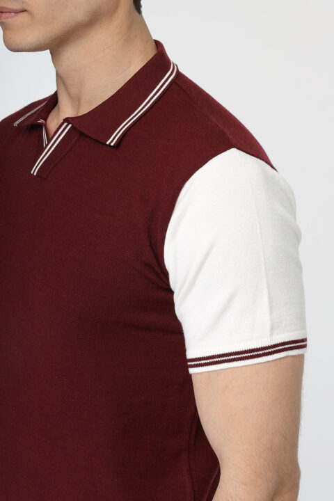 Regular Fit Polo Shirt Knitted Maroon - Image 4