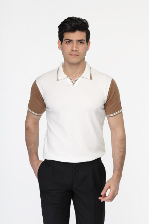 Regular Fit Polo Shirt Knitted Off White