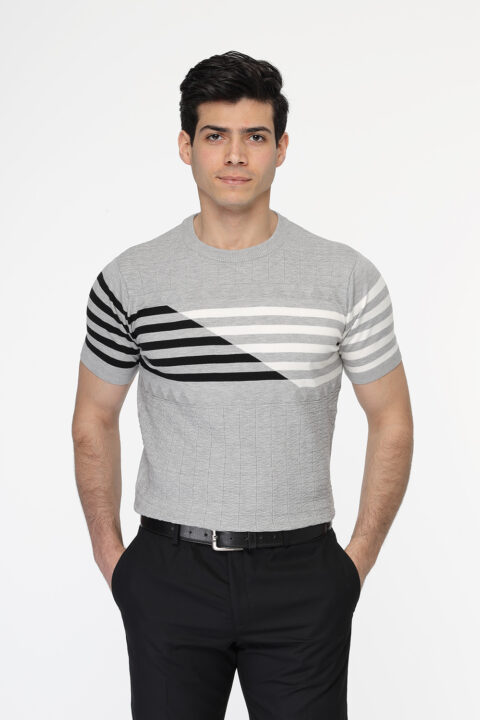 Regular Fit T- Shirt Knitted Gray