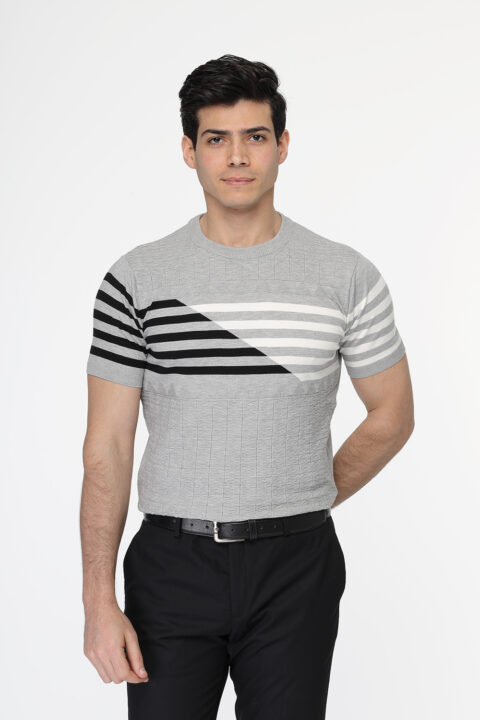 Regular Fit T- Shirt Knitted Gray - Image 3