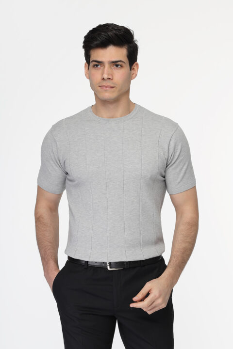 Regular Fit T- Shirt Knitted Gray