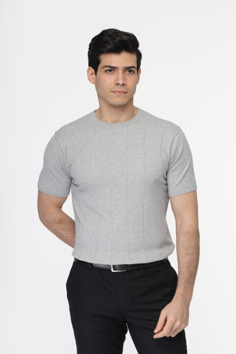 Regular Fit T- Shirt Knitted Gray - Image 3