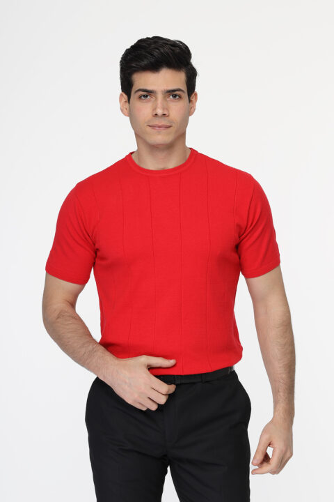 Regular Fit T- Shirt Knitted Red - Image 3