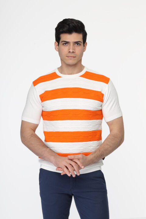 Regular Fit T- Shirt Knitted Orange - Image 3