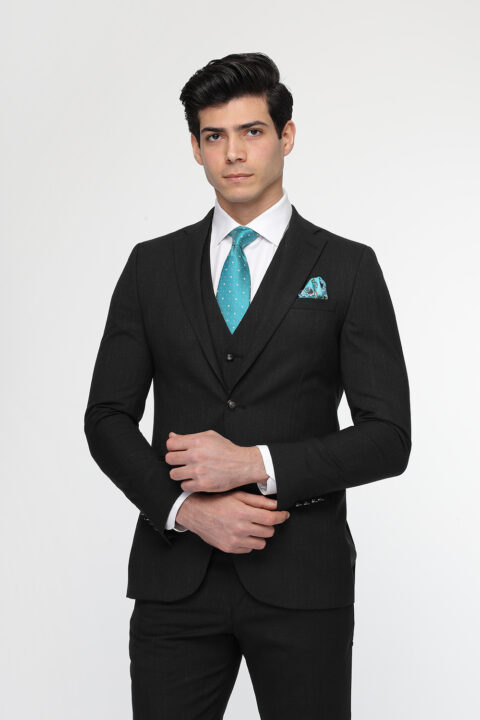 Slim Fit Suit Dark Gray - Image 4