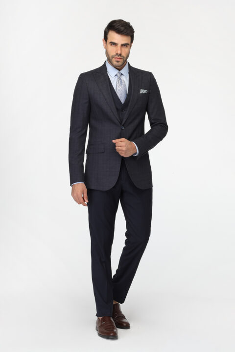 Slim Fit Suit Dark Blue - Image 3