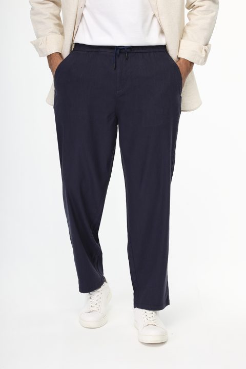 Relax Fit Linen Pants Dark Blue