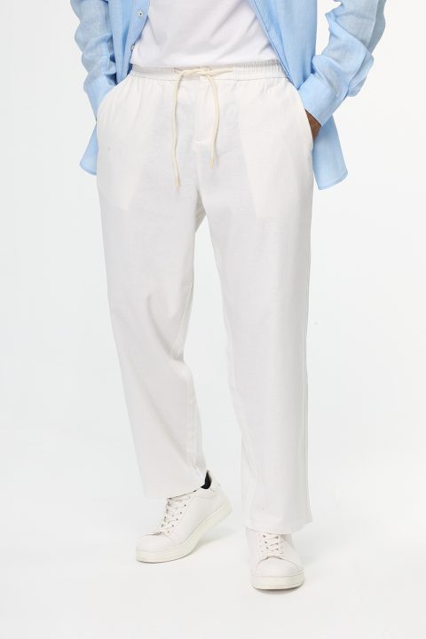 Relax Fit Linen Pants Off White