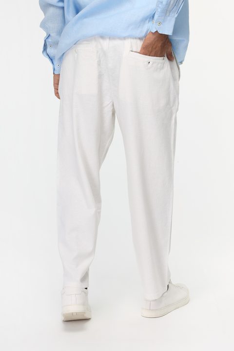 Relax Fit Linen Pants Off White - Image 4