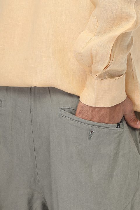 Relax Fit Linen Pants Green - Image 4