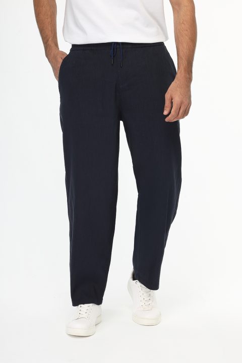 Relax Fit Linen Pants Dark Blue