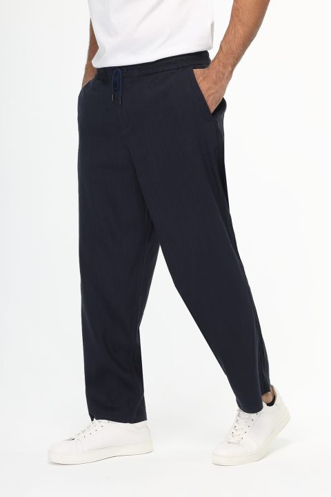 Relax Fit Linen Pants Dark Blue - Image 3