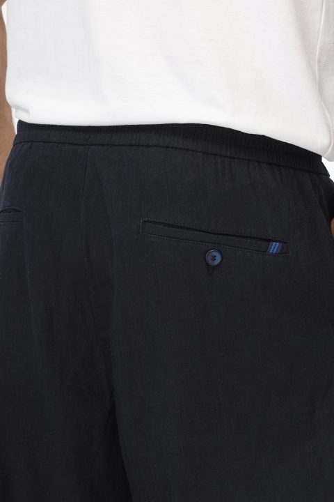 Relax Fit Linen Pants Dark Blue - Image 4