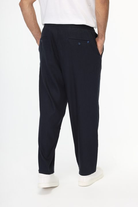 Relax Fit Linen Pants Dark Blue - Image 5