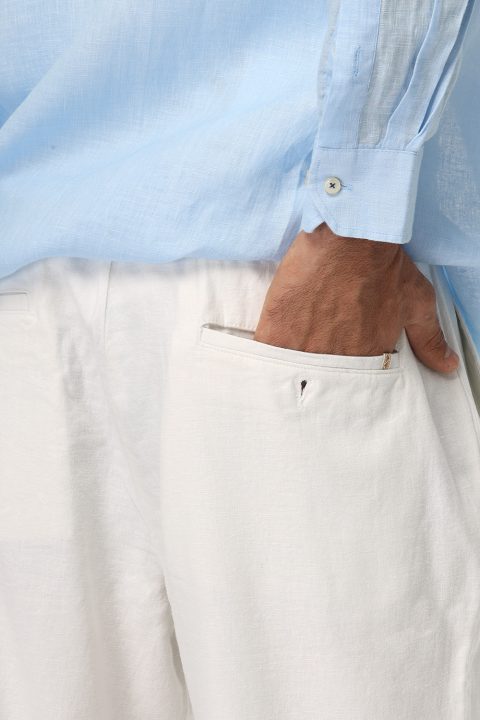 Relax Fit Linen Pants Off White - Image 5