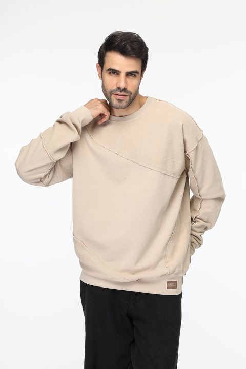 Over Size Sweat Shirt Beige - Image 4