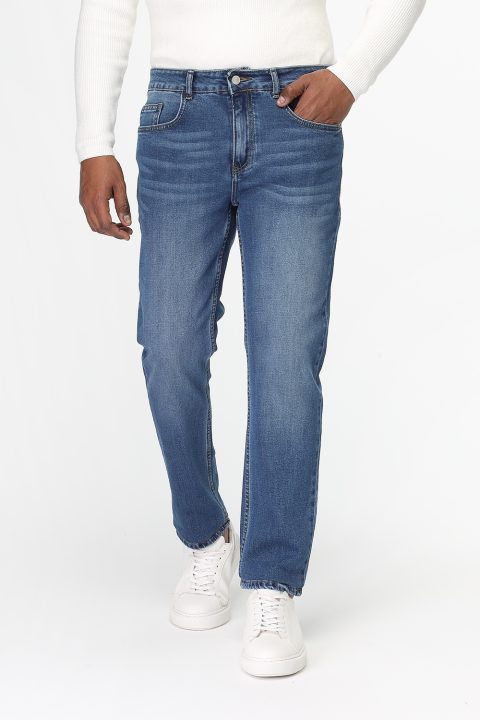 Slim Straight Fit Trousers Jeans Blue