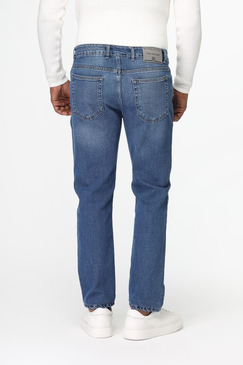 Slim Straight Fit Trousers Jeans Blue - Image 3