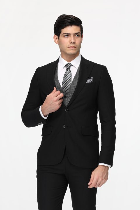 Slim Fit Suit Black - Image 3